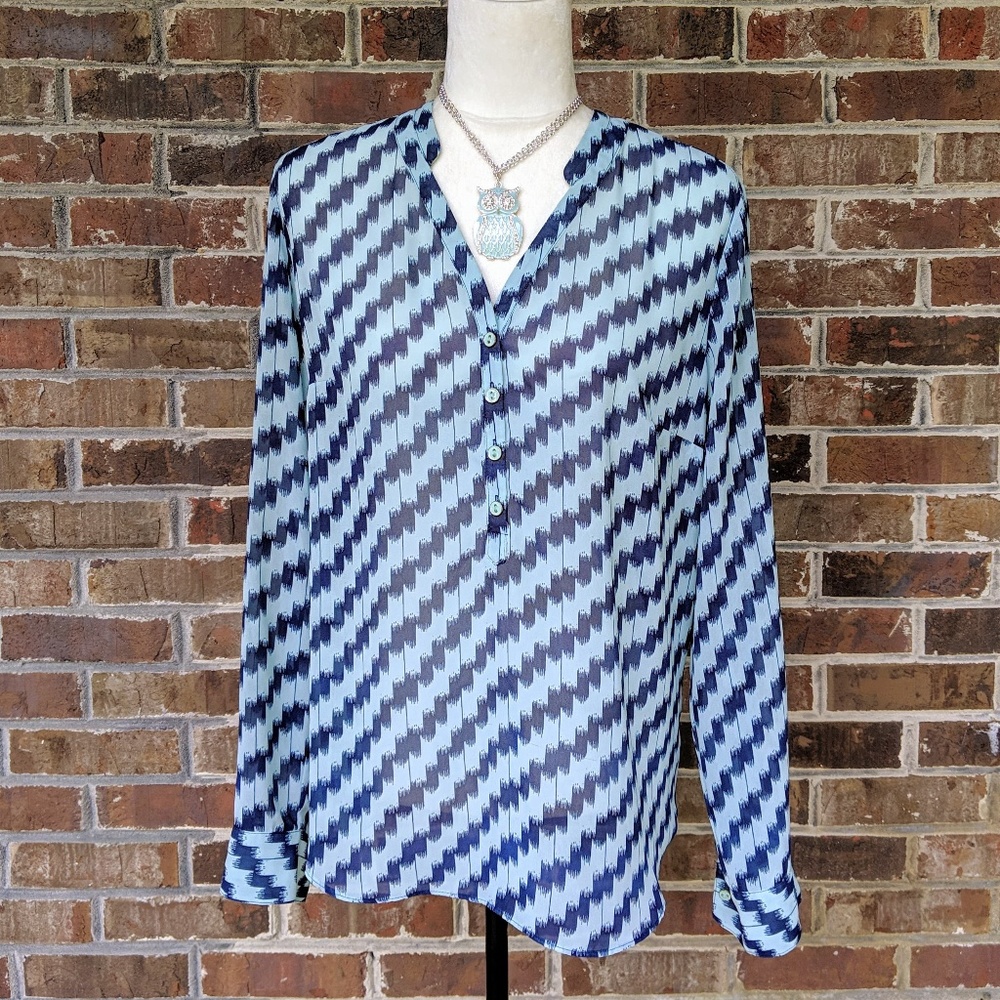 A.N.A. Semi Sheer Print Top Size Large